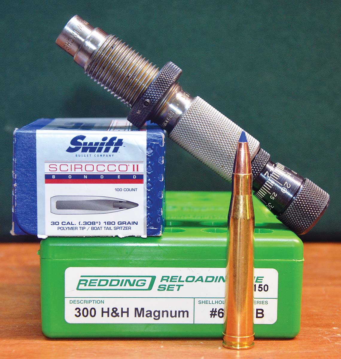 A Redding die set with a Competition bullet seating die, shown here, was used by Layne through the years to develop accurate loads for his Webernick-built rifle.